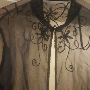 Sheer Black Beaded Jacket.